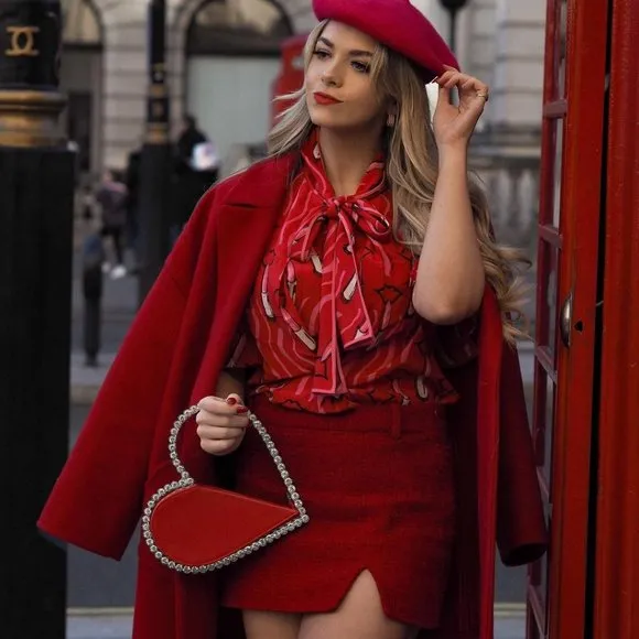 BLOGGER'S FAVE! Zara Tweed Mini Skirt Red NWT