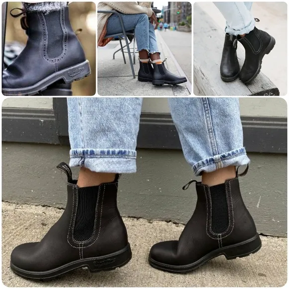 Blundstone Voltan Black #1448 High Top Boots Ankle Booties Brogue AU 3½ | 6-6.5