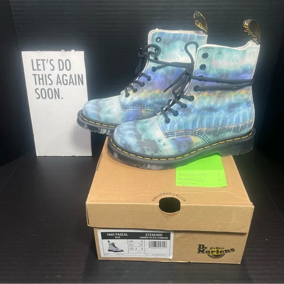 BNIB Dr Martens Pascal 1460 Blue Summer Tie Dye UK 4 US 6 Boot
