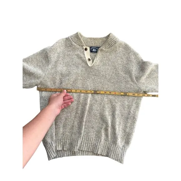 Boat House Row Men's Gray Wool Blended Crew Neck Sweater Size Medium chunky knit