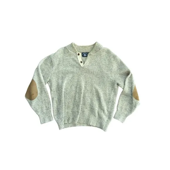 Boat House Row Men's Gray Wool Blended Crew Neck Sweater Size Medium chunky knit