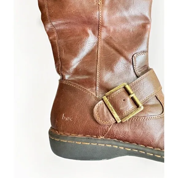 B.O.C. BORN Virginia Size 9.5 Buckle Boots Brown Leather Zip