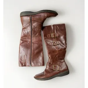 B.O.C. BORN Virginia Size 9.5 Buckle Boots Brown Leather Zip