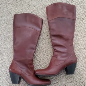 BOC Women's Brown Leather Knee-High Heeled Boots Women's 9.5