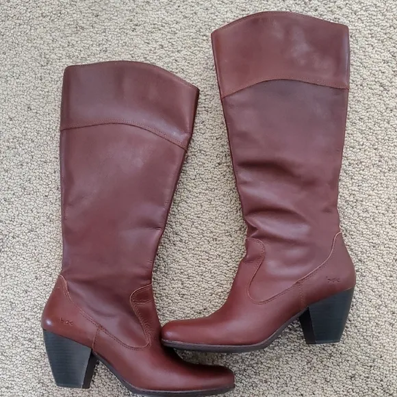 BOC Women's Brown Leather Knee-High Heeled Boots Women's 9.5