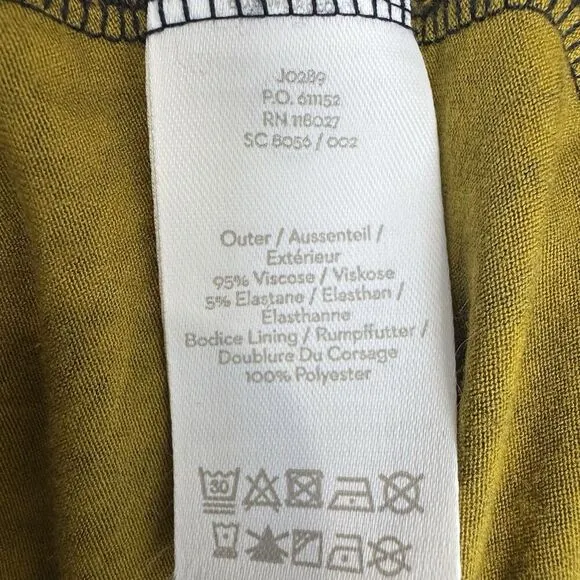 Boden Lucile Long Sleeve Jersey Maxi Dress Black Mustard Leaves Size 18L Pockets