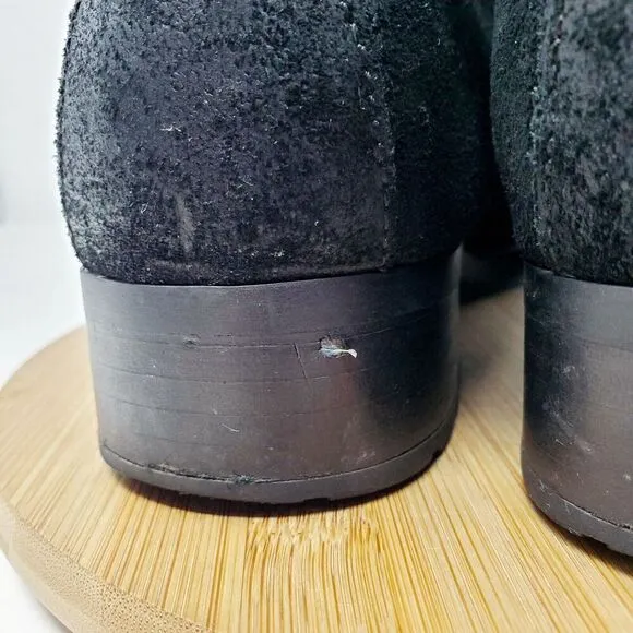 Born Ankle Boots Womens 9 Trinculo Black Suede Comfort Buckle Strap Moto Bootie