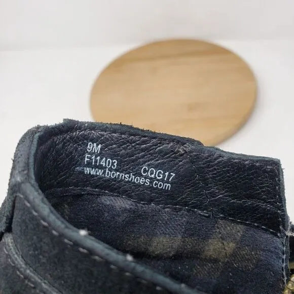 Born Ankle Boots Womens 9 Trinculo Black Suede Comfort Buckle Strap Moto Bootie
