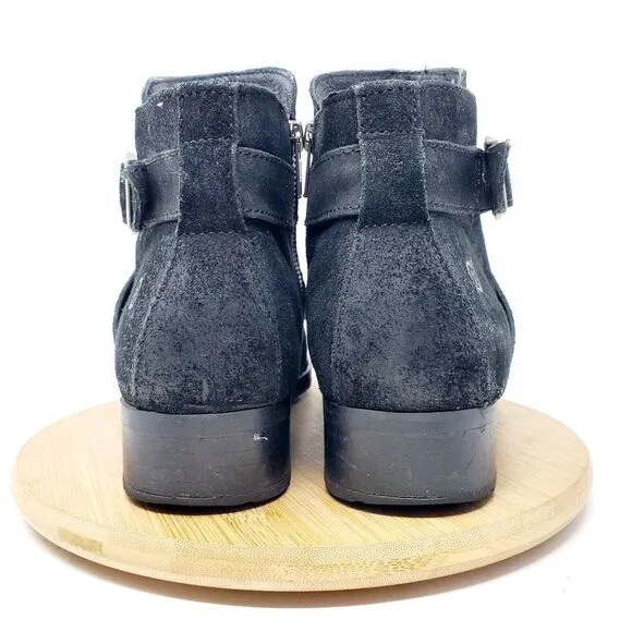 Born Ankle Boots Womens 9 Trinculo Black Suede Comfort Buckle Strap Moto Bootie