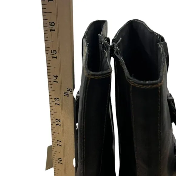 Born Black Faux Leather Wide Calf Tall Knee High Biker Riding Boots NWT Size 6
