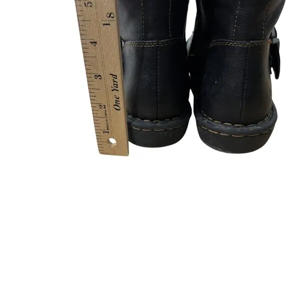 Born Black Faux Leather Wide Calf Tall Knee High Biker Riding Boots NWT Size 6