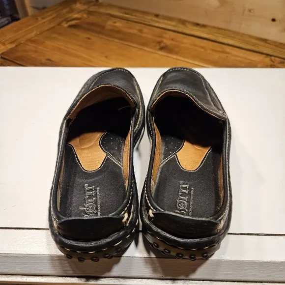 Born Black Leather Slip On Mules SIZE 6