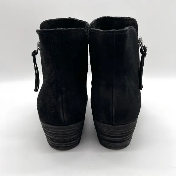 BORN Boots Womens 7.5 Black Brinlee Bootie Distressed Suede Ankle Zip Comfort
