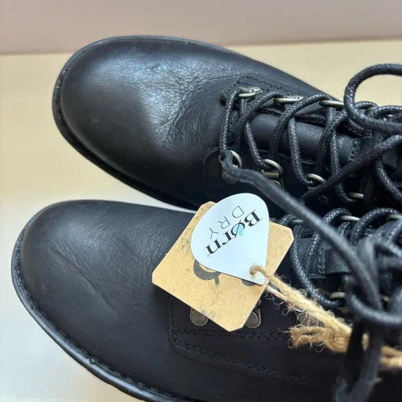 Born Codi Black Leather Comfort Lace Up Ankle Boots Size 9M