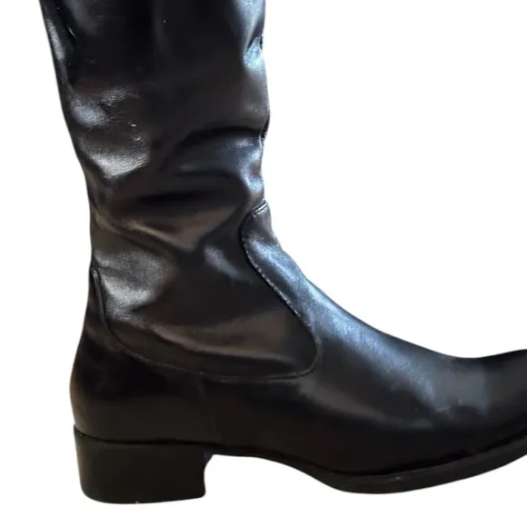 Born Crown Black Leather Knee-High Boots