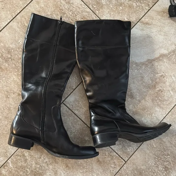 Born Crown Black Leather Knee-High Boots