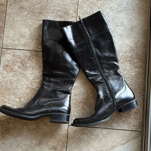 Born Crown Black Leather Knee-High Boots