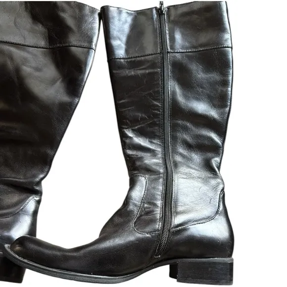 Born Crown Black Leather Knee-High Boots