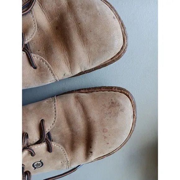 BORN Hand Crafted Shoes  Leather Lace Up Tree Carved on Bottom Sole Sz 8 Unique