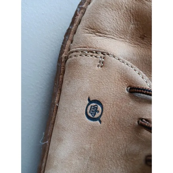 BORN Hand Crafted Shoes  Leather Lace Up Tree Carved on Bottom Sole Sz 8 Unique