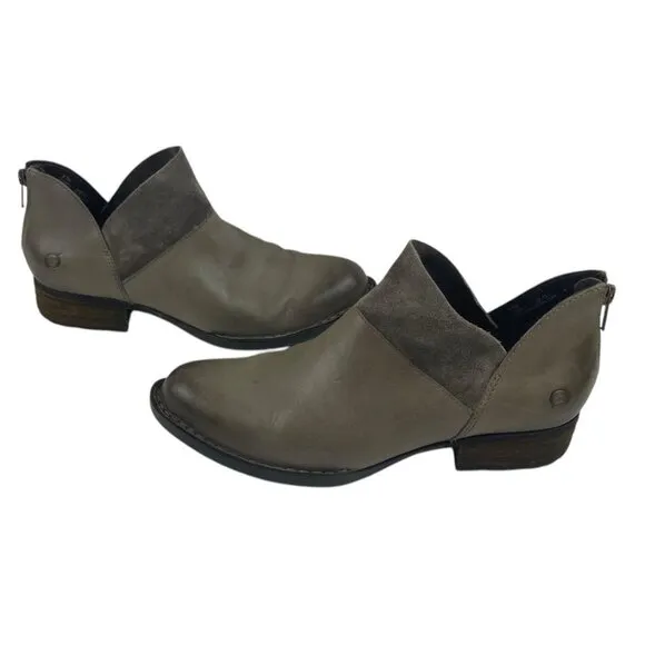 *Born Kerri Boots Womens 8.5 Taupe Distressed Leather Comfort Western Festival