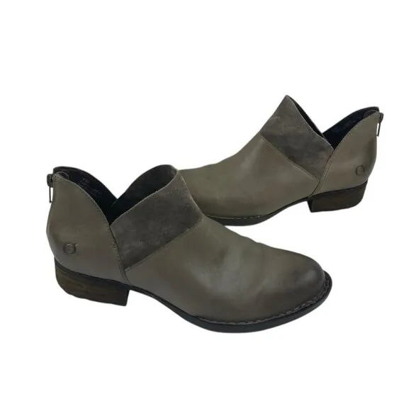*Born Kerri Boots Womens 8.5 Taupe Distressed Leather Comfort Western Festival