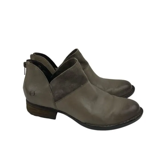 *Born Kerri Boots Womens 8.5 Taupe Distressed Leather Comfort Western Festival