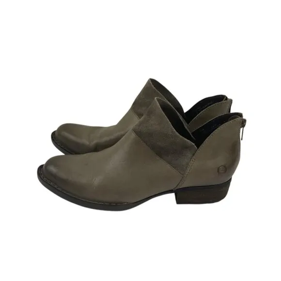 *Born Kerri Boots Womens 8.5 Taupe Distressed Leather Comfort Western Festival