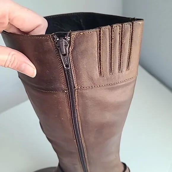 BORN Riding Boots Women’s 7 Buckle Dark Brown Leather Comfort Soft