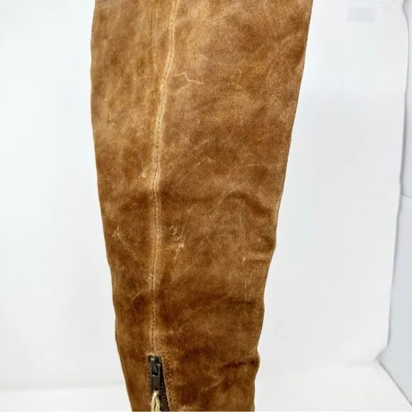 Born Tall Suede Brown Boots Size 7 Borman Over Knee Boots