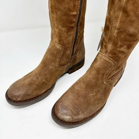Born Tall Suede Brown Boots Size 7 Borman Over Knee Boots