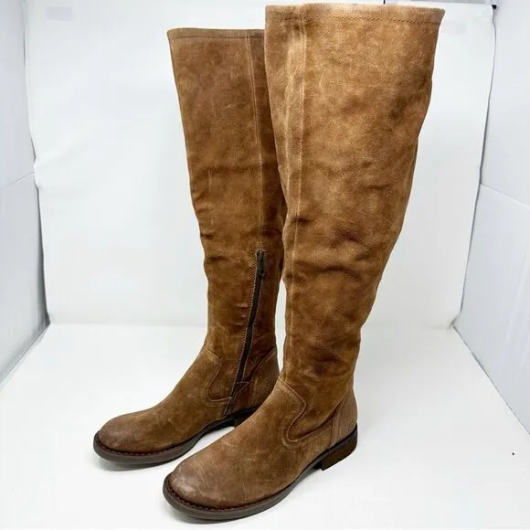 Born Tall Suede Brown Boots Size 7 Borman Over Knee Boots