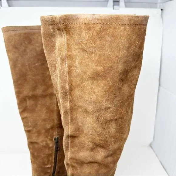 Born Tall Suede Brown Boots Size 7 Borman Over Knee Boots