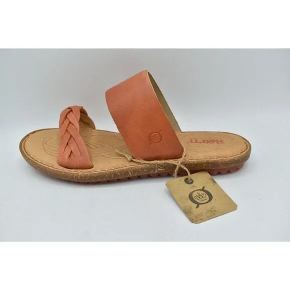 Born Womens Size 9 Morena Orange Leather Slip on Sandals Shoes
