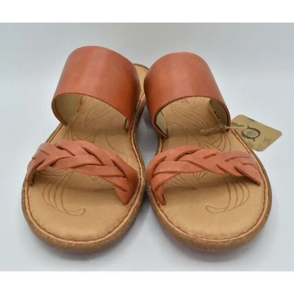 Born Womens Size 9 Morena Orange Leather Slip on Sandals Shoes