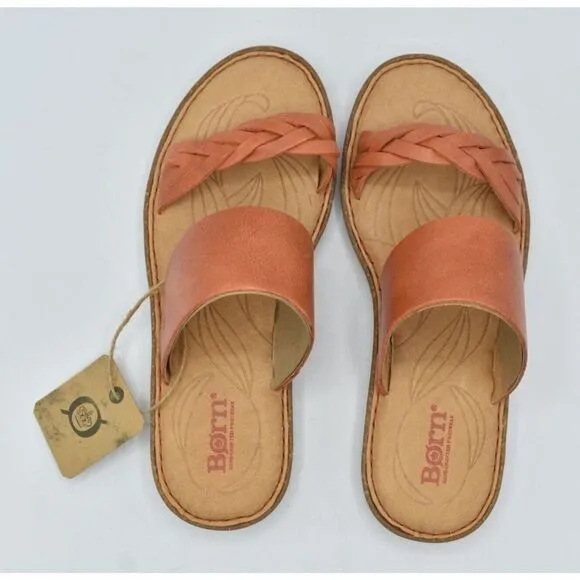 Born Womens Size 9 Morena Orange Leather Slip on Sandals Shoes