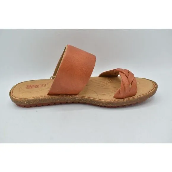 Born Womens Size 9 Morena Orange Leather Slip on Sandals Shoes