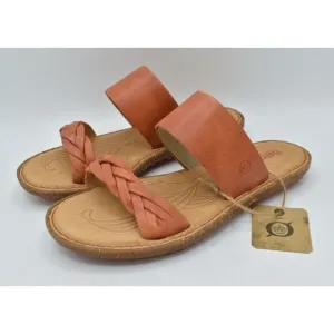 Born Womens Size 9 Morena Orange Leather Slip on Sandals Shoes