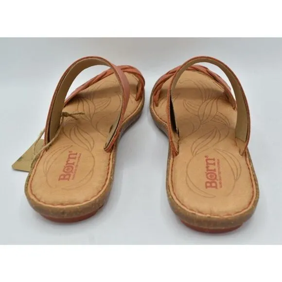 Born Womens Size 9 Morena Orange Leather Slip on Sandals Shoes