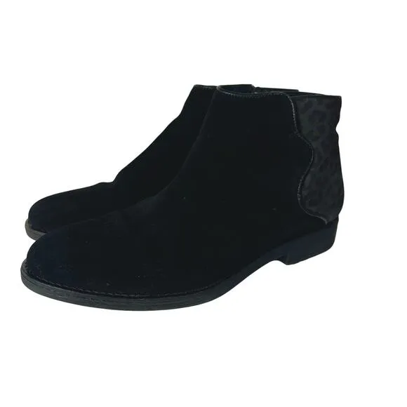 Bos &amp; Co Booties Black Rural Leather Suede Waterproof Animal Leopard 40 9.5