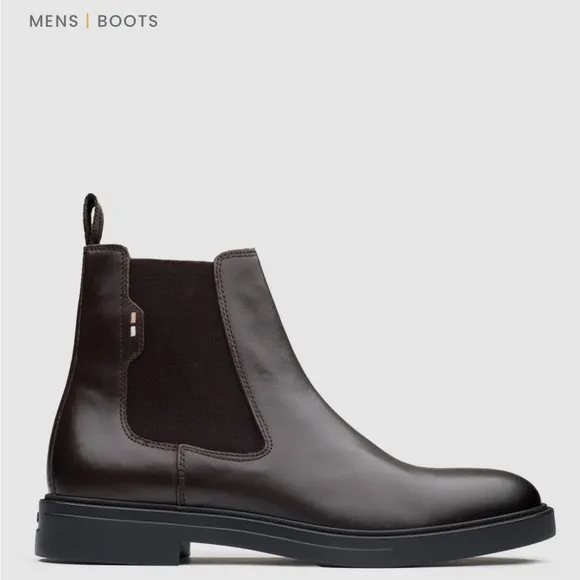 Boss Men's Brown Leather Calev Cheb Boots