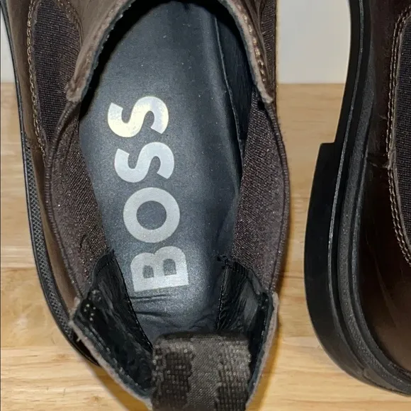 Boss Men's Brown Leather Calev Cheb Boots