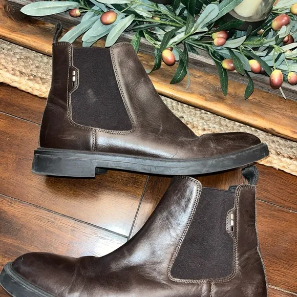 Boss Men's Brown Leather Calev Cheb Boots