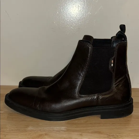 Boss Men's Brown Leather Calev Cheb Boots
