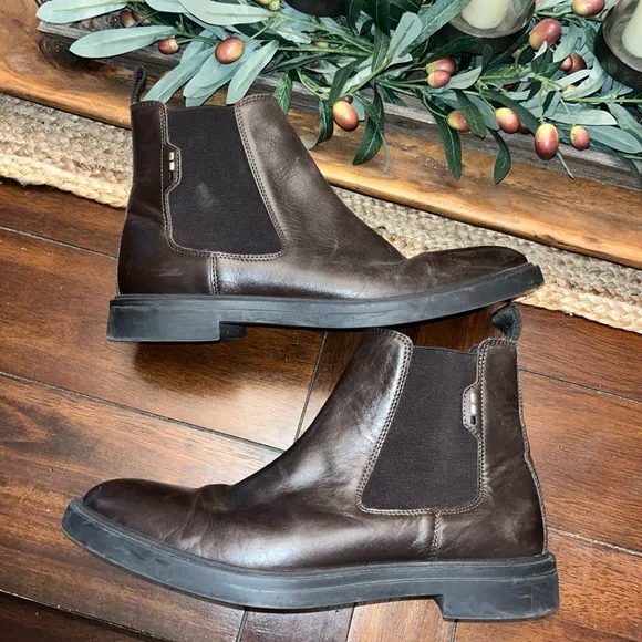Boss Men's Brown Leather Calev Cheb Boots