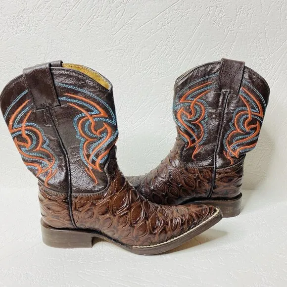 Botas 8 Segundos Toddler Western Cowboy Boots Size 5.5 Croc Embossed Leatehr