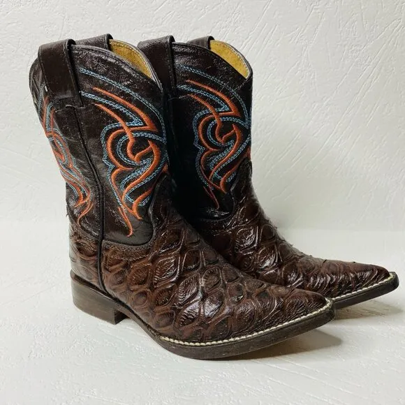 Botas 8 Segundos Toddler Western Cowboy Boots Size 5.5 Croc Embossed Leatehr