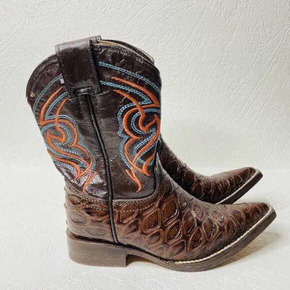 Botas 8 Segundos Toddler Western Cowboy Boots Size 5.5 Croc Embossed Leatehr