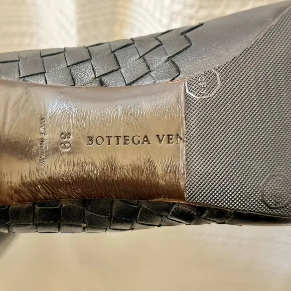 BOTTEGA VENETA Intrecciato Woven Knee High Black Boots size 39