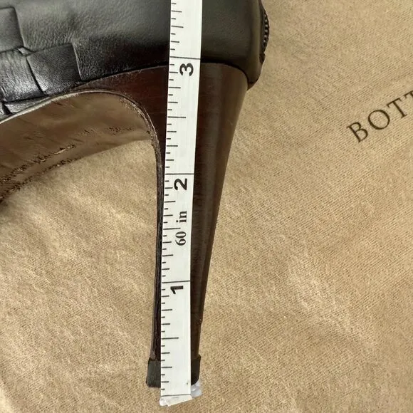 BOTTEGA VENETA Intrecciato Woven Knee High Black Boots size 39